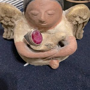 Silver Ring with Red Ruby Stone